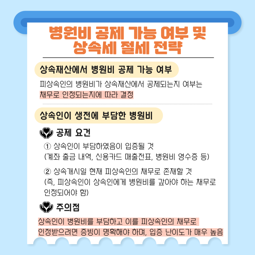 상속세 부담을 줄이는 병원비 지출